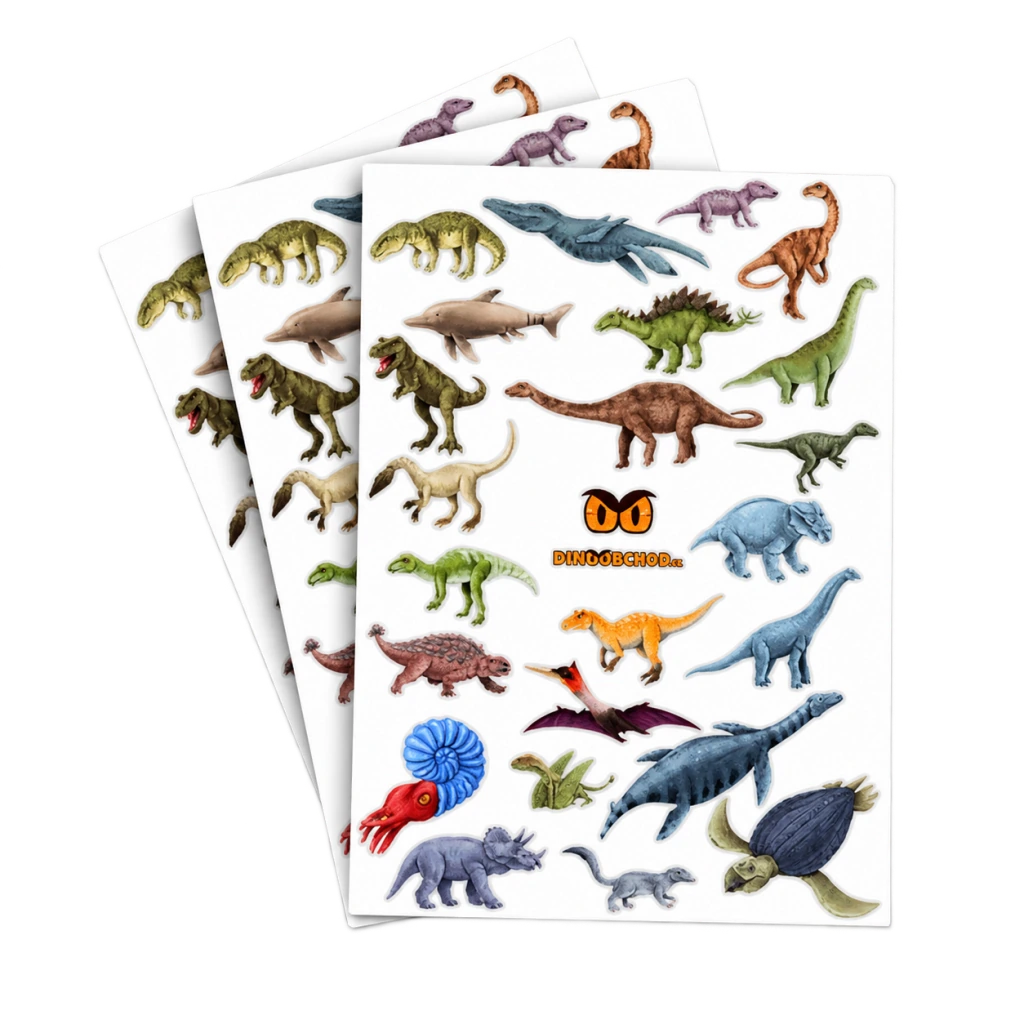 Dinosaurie nálepky A4 – 25 ks, fotografia 1