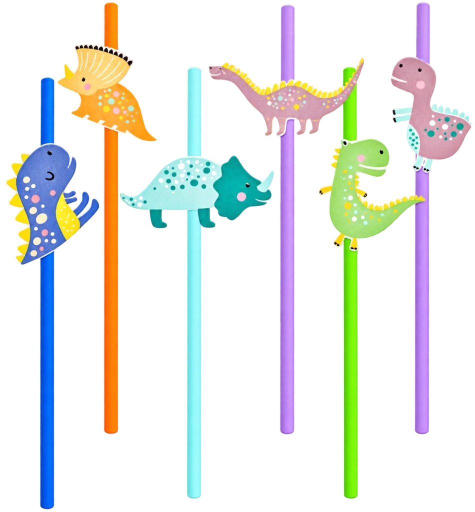 Papierové slamky s dinosaurami