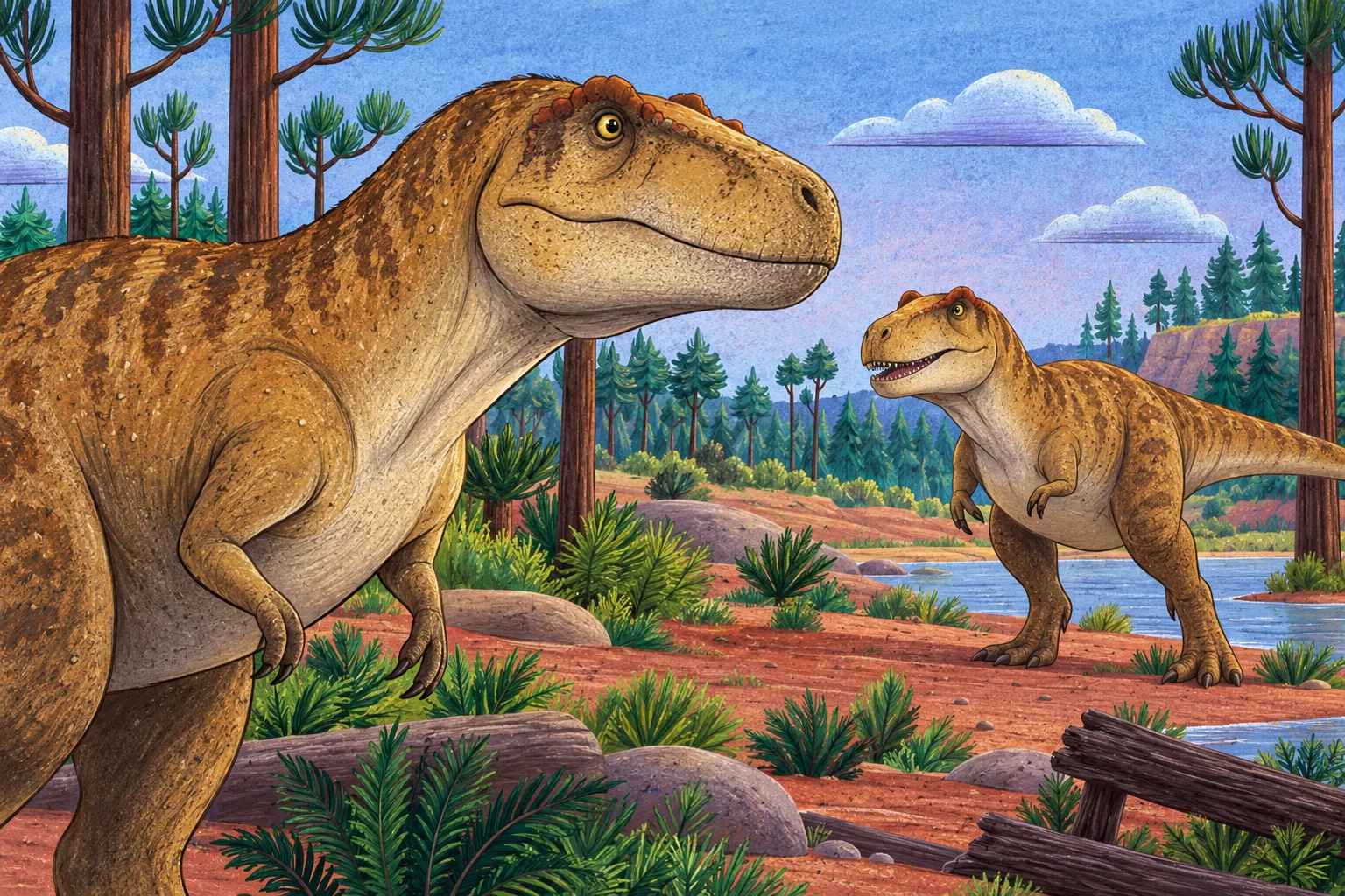 Tyrannosaurus se zavřenou tlamou a zuby zakrytými rty.