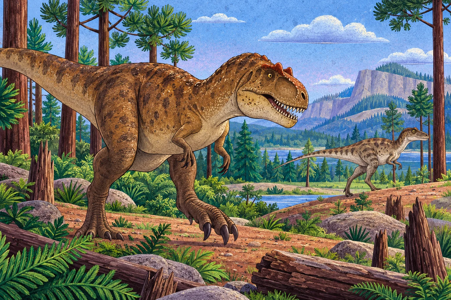 Daspletosaurus v pravěkém lese.