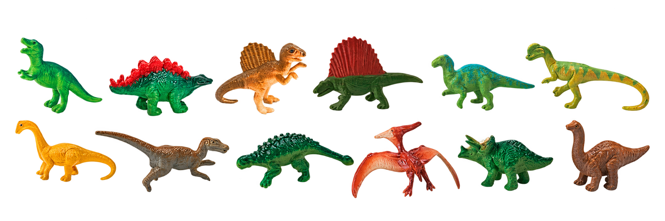 Dinosauří sada: Ručně malované figurky dinosaurů - 12 ks