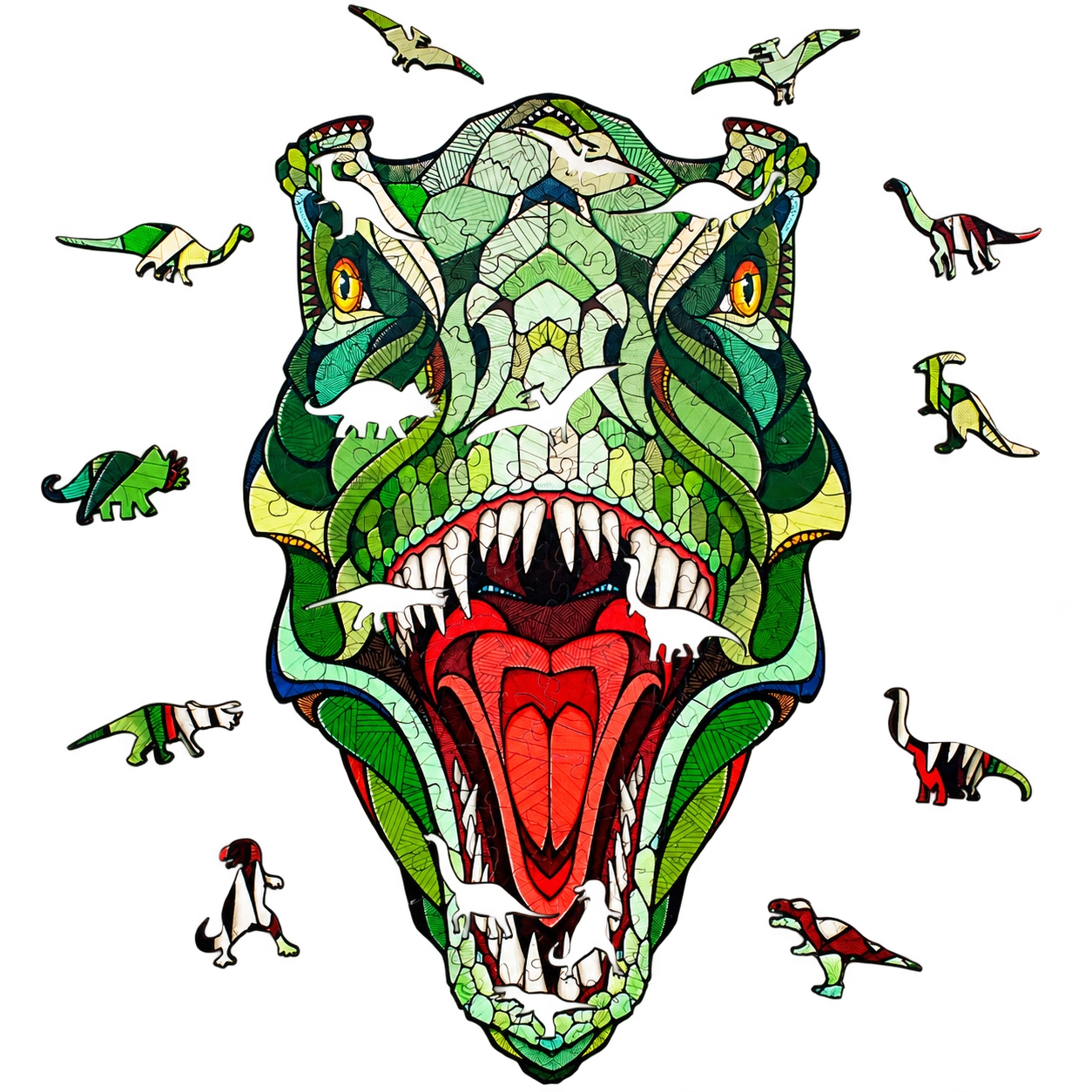 Dřevěné mozaikové puzzle - Tyrannosaurus rex